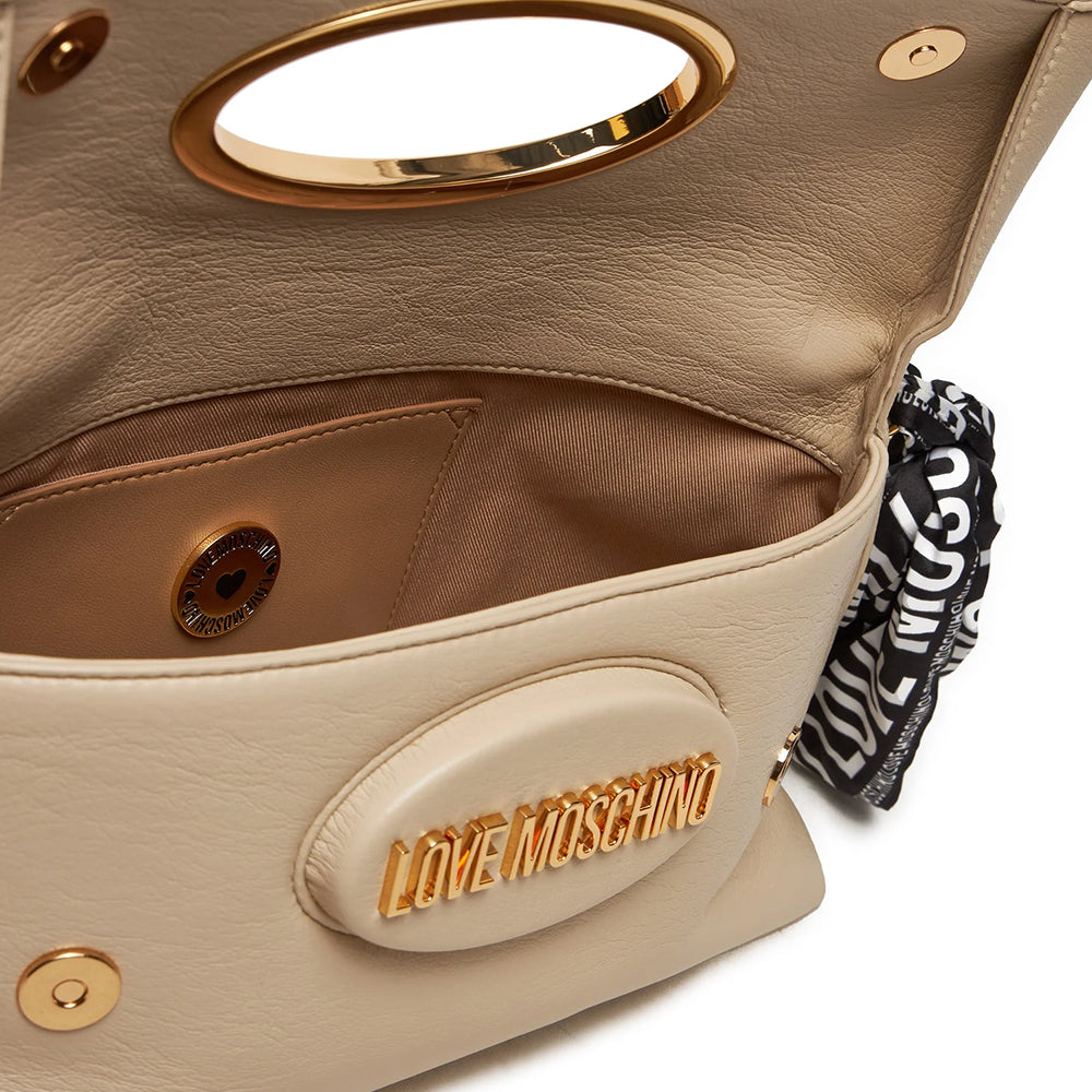 Borsa Donna a Spalla LOVE MOSCHINO Avorio con Foulard Logato