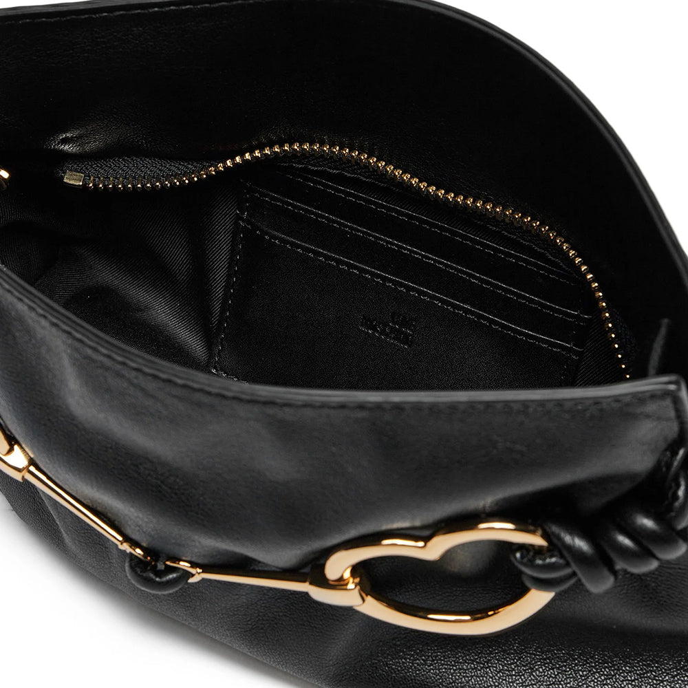 LOVE MOSCHINO Damen Clutch mit Schultergurt, Hearts Line, Schwarz
