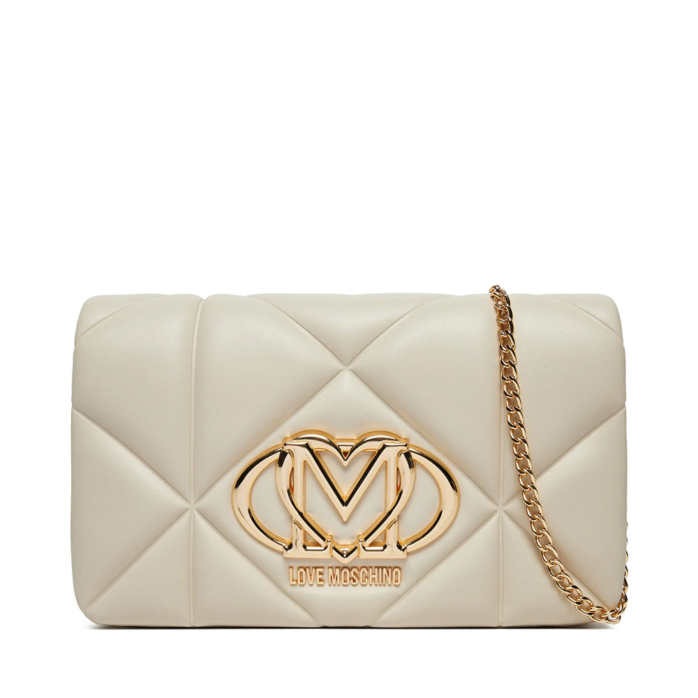 LOVE MOSCHINO QUILTED LINIE
Clutch mit Schultergurt Geprägte Elfenbein