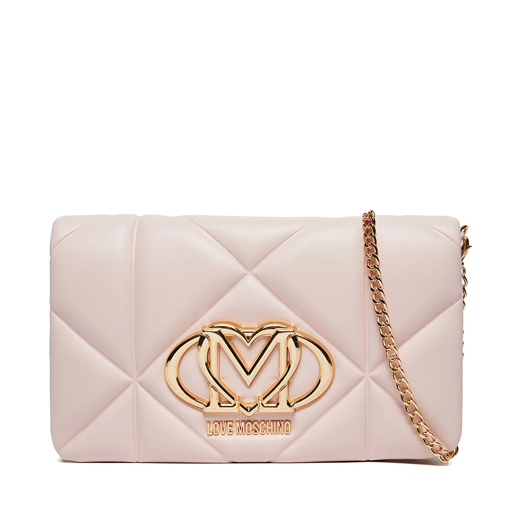Clutch Trapuntata con Tracolla LOVE MOSCHINO linea Embossed Rosa Cipria