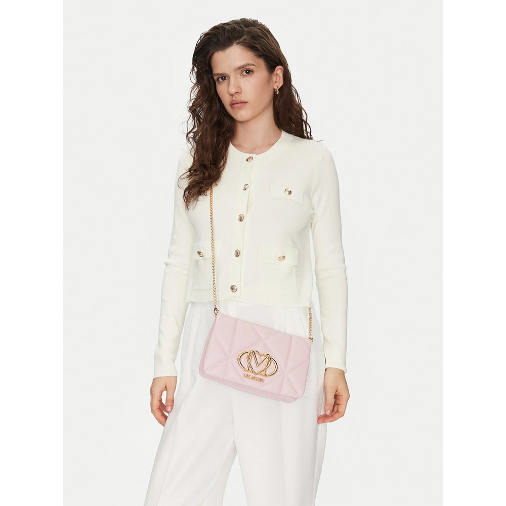 Clutch Trapuntata con Tracolla LOVE MOSCHINO linea Embossed Rosa Cipria