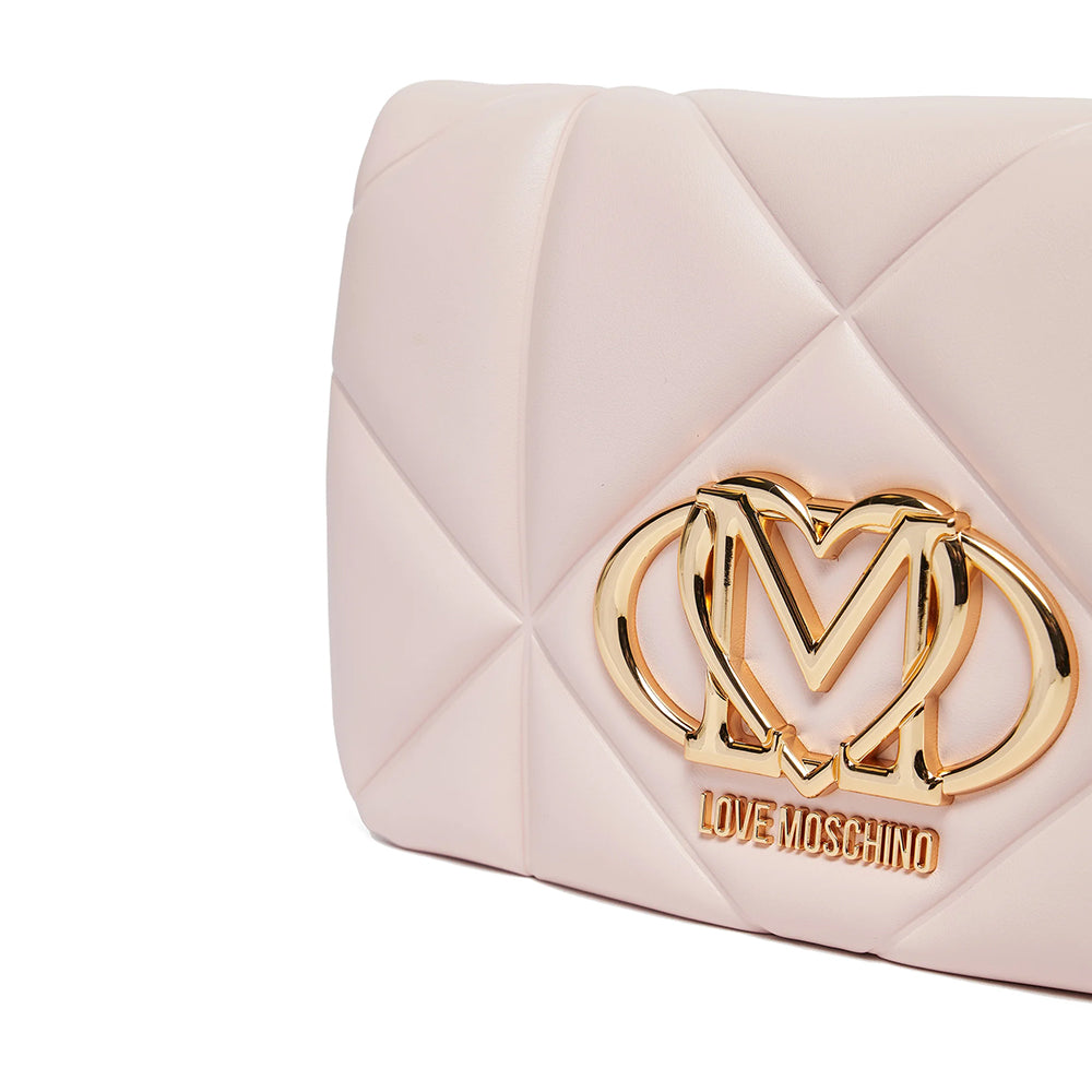 Clutch Trapuntata con Tracolla LOVE MOSCHINO linea Embossed Rosa Cipria