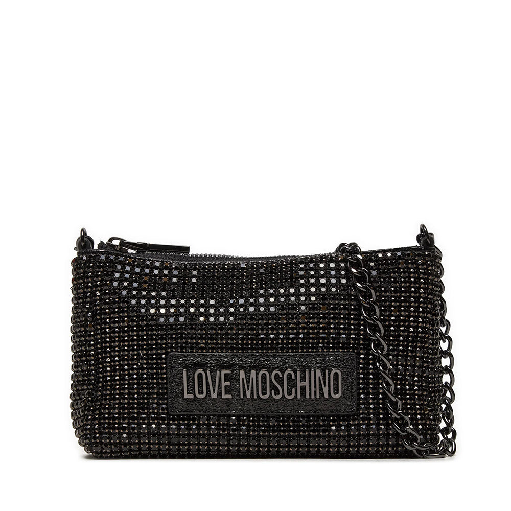 Pochette Donna LOVE MOSCHINO linea Bling Bling Nera con Strass
