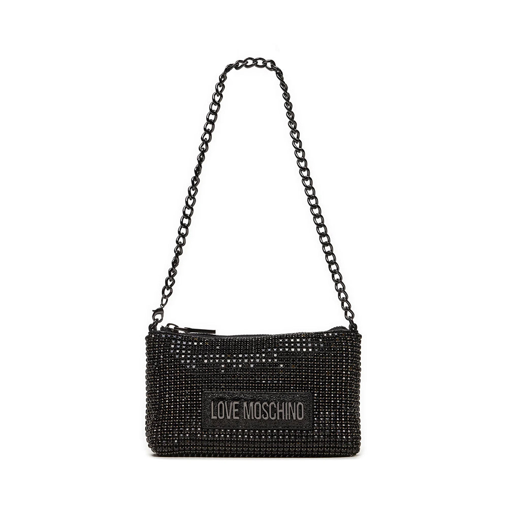 Pochette Donna LOVE MOSCHINO linea Bling Bling Nera con Strass