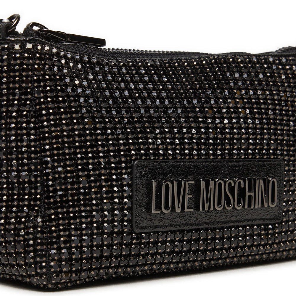 Pochette Donna LOVE MOSCHINO linea Bling Bling Nera con Strass