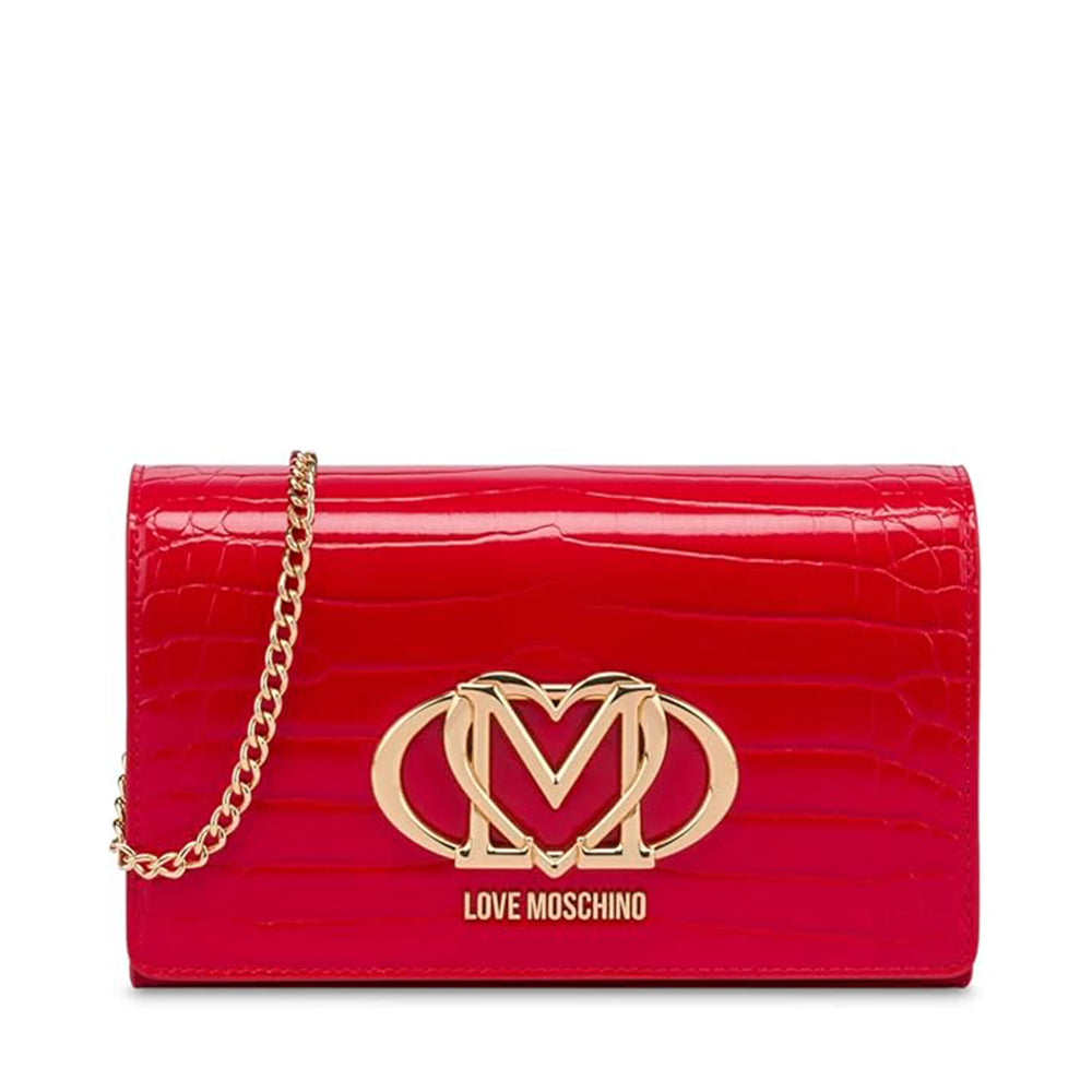 Clutch Donna con Tracolla LOVE MOSCHINO stampa Croco Rossa