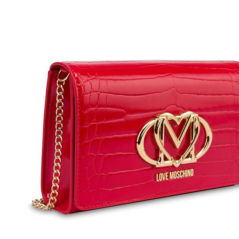 Clutch Donna con Tracolla LOVE MOSCHINO stampa Croco Rossa