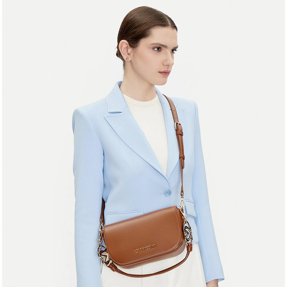 Borsa Donna a Spalla con Tracolla LOVE MOSCHINO linea Jewel color Cammello