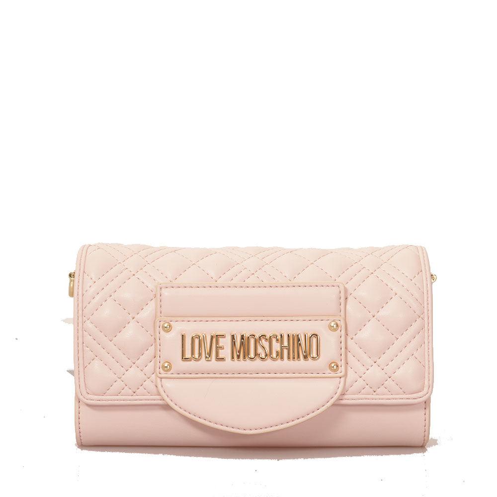 Damen-Umhängetasche LOVE MOSCHINO Quilted Tab line Puderrosa