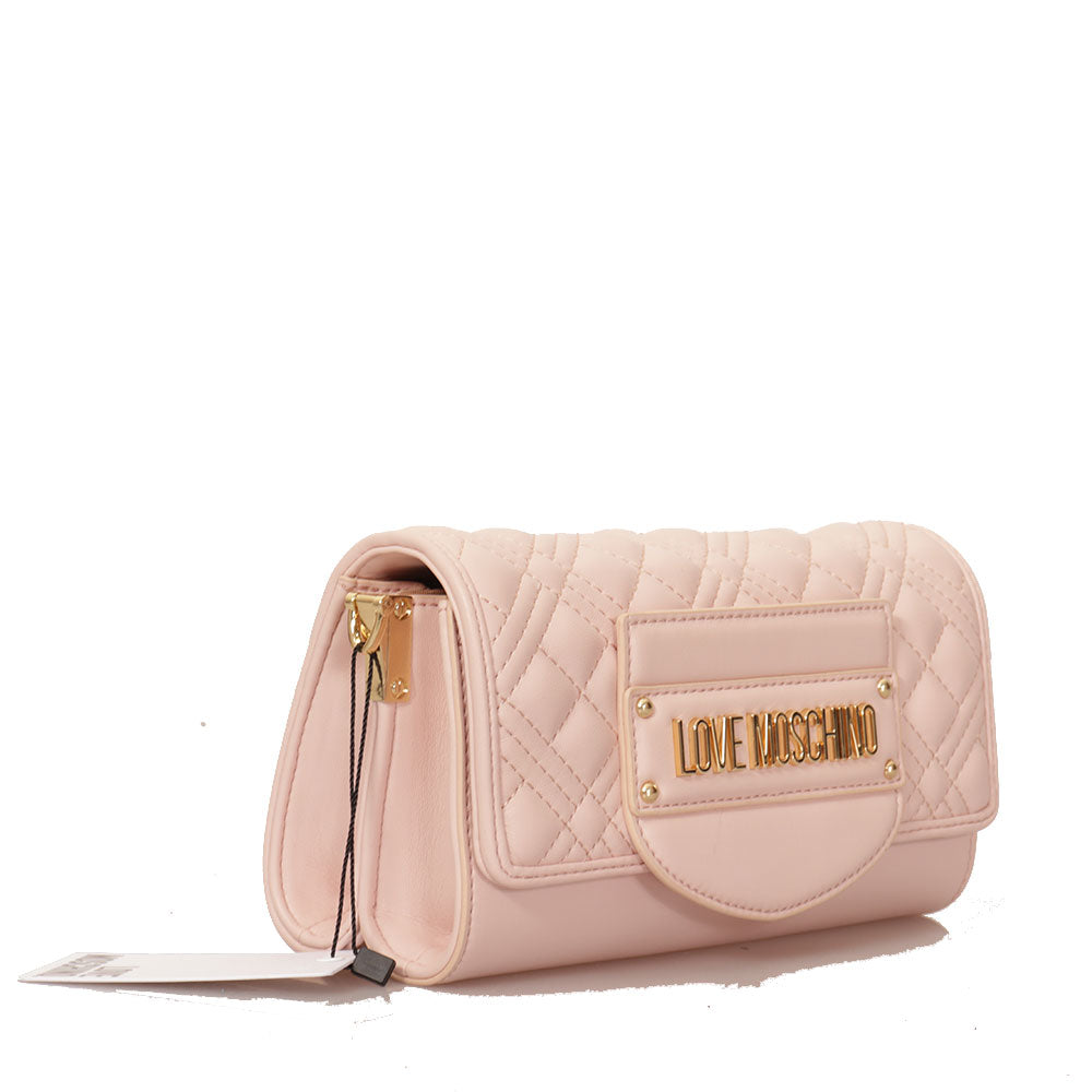 Damen-Umhängetasche LOVE MOSCHINO Quilted Tab line Puderrosa