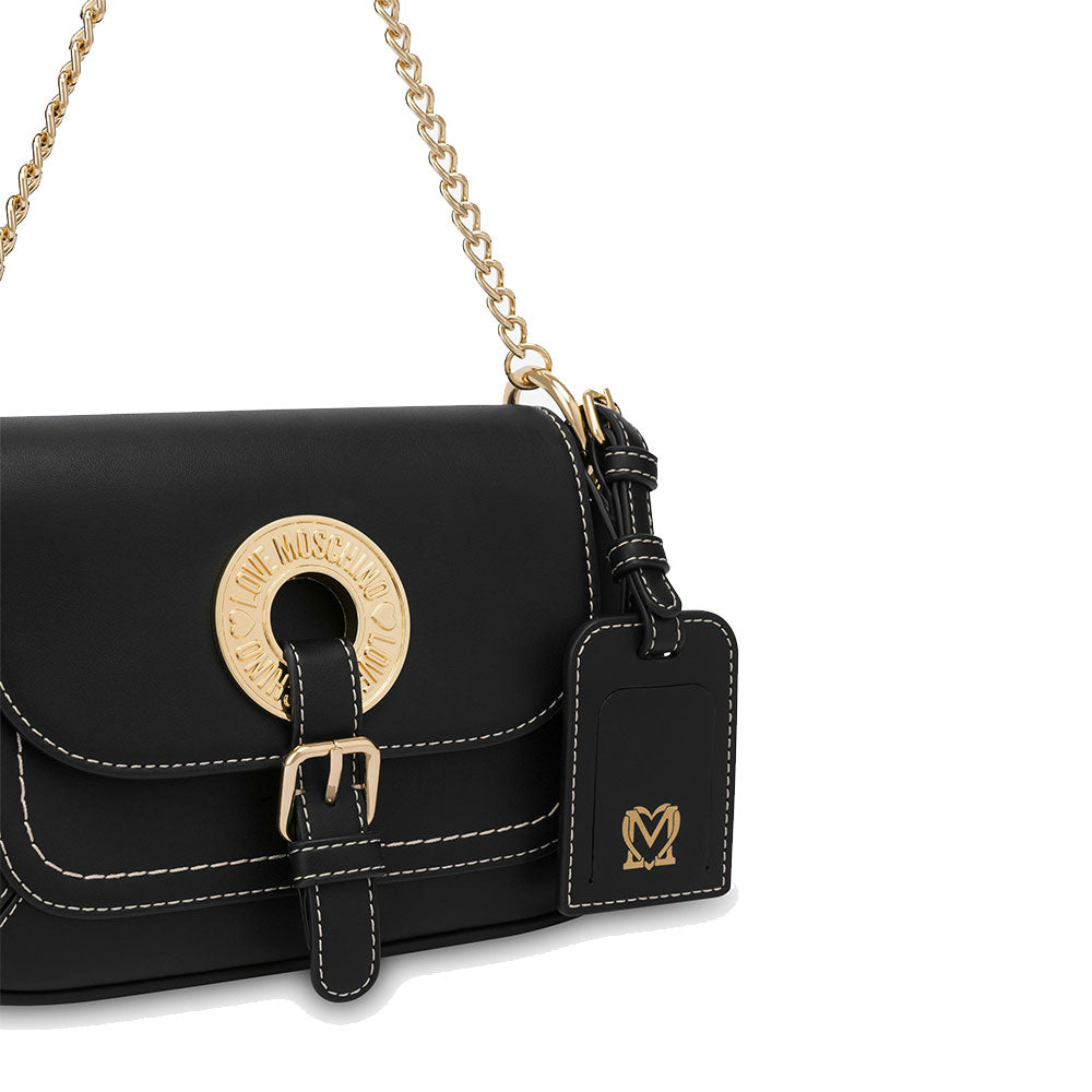 Borsa Donna a Spalla LOVE MOSCHINO linea Logo Eyelet Nera