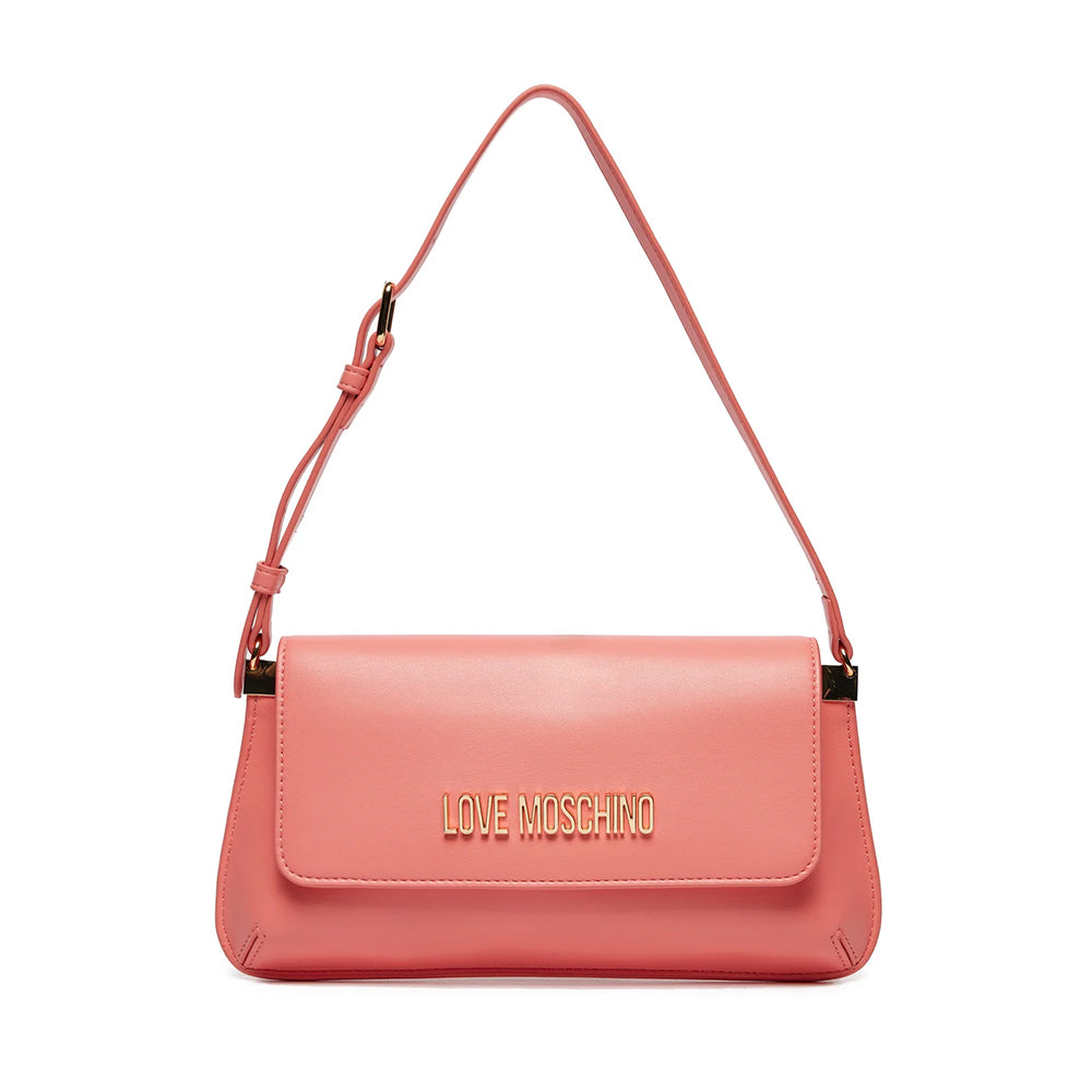 LOVE MOSCHINO 
Flache Schultertasche in Koralle mit Logo-Schriftzug