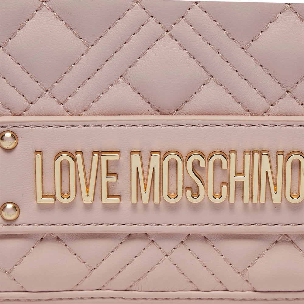 Borsa Donna Trapuntata a Spalla e Tracolla LOVE MOSCHINO linea Logo Lettering color Cipria