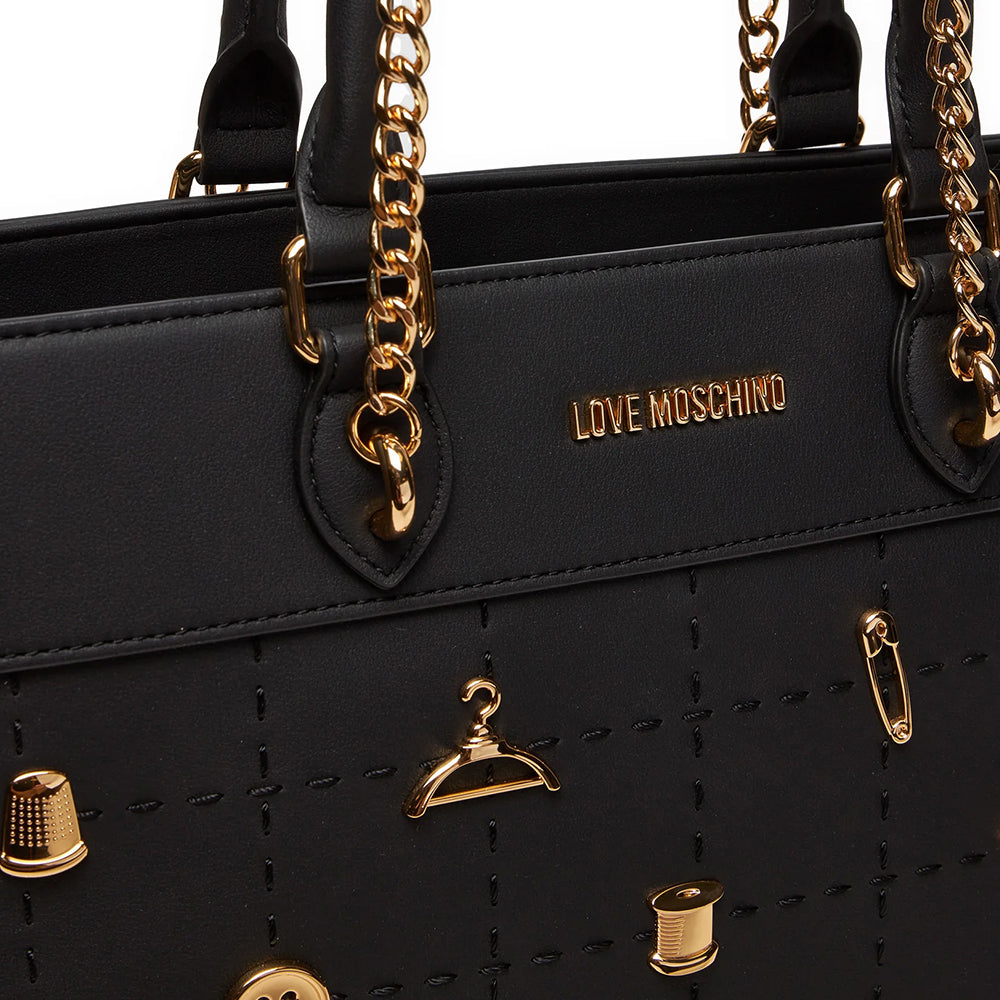 Shopping Bag a Mano e a Spalla LOVE MOSCHINO linea Tailoring Nera