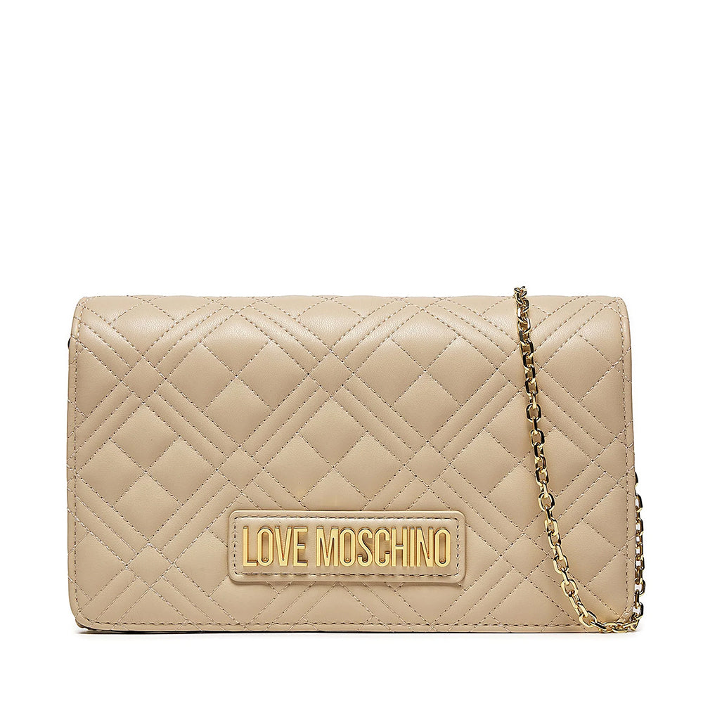 LOVE MOSCHINO Damen-Clutch mit Schultergurt Smart Daily Quilted Ivory-Linie