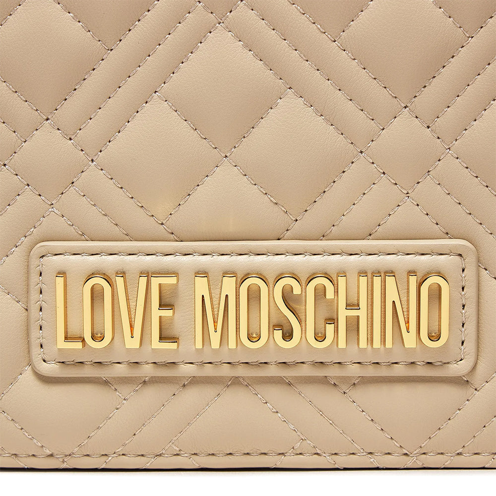 LOVE MOSCHINO Damen-Clutch mit Schultergurt Smart Daily Quilted Ivory-Linie