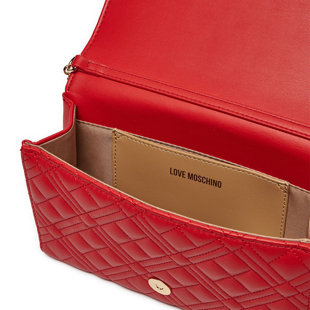 LOVE MOSCHINO Damen-Clutch mit Schultergurt Smart Daily Quilted Red-Linie