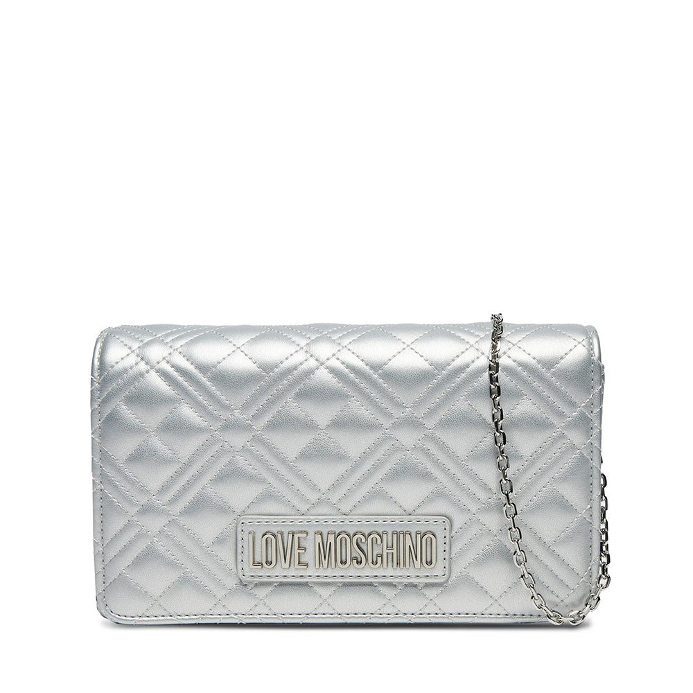 LOVE MOSCHINO Smart Daily Quilted Linie
Damen Clutch mit Schultergurt in der Farbe Metallic Silver