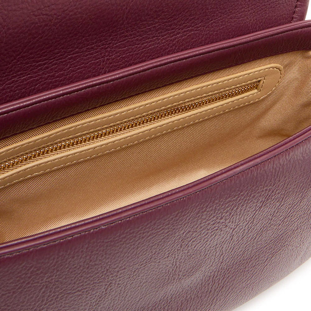 Borsa Donna a Spalla con Tracolla LOVE MOSCHINO color Vino con Placca Quadrata con Logo