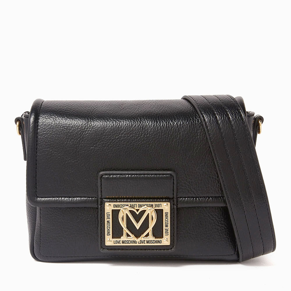 Borsa Donna a Tracolla LOVE MOSCHINO Nera con Placca Quadrata con Logo