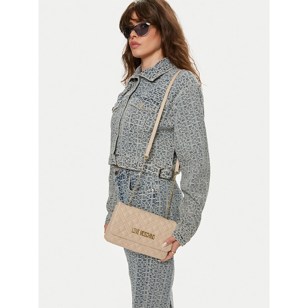 LOVE MOSCHINO Damen-Umhängetasche, gesteppt, Elfenbeinlinie