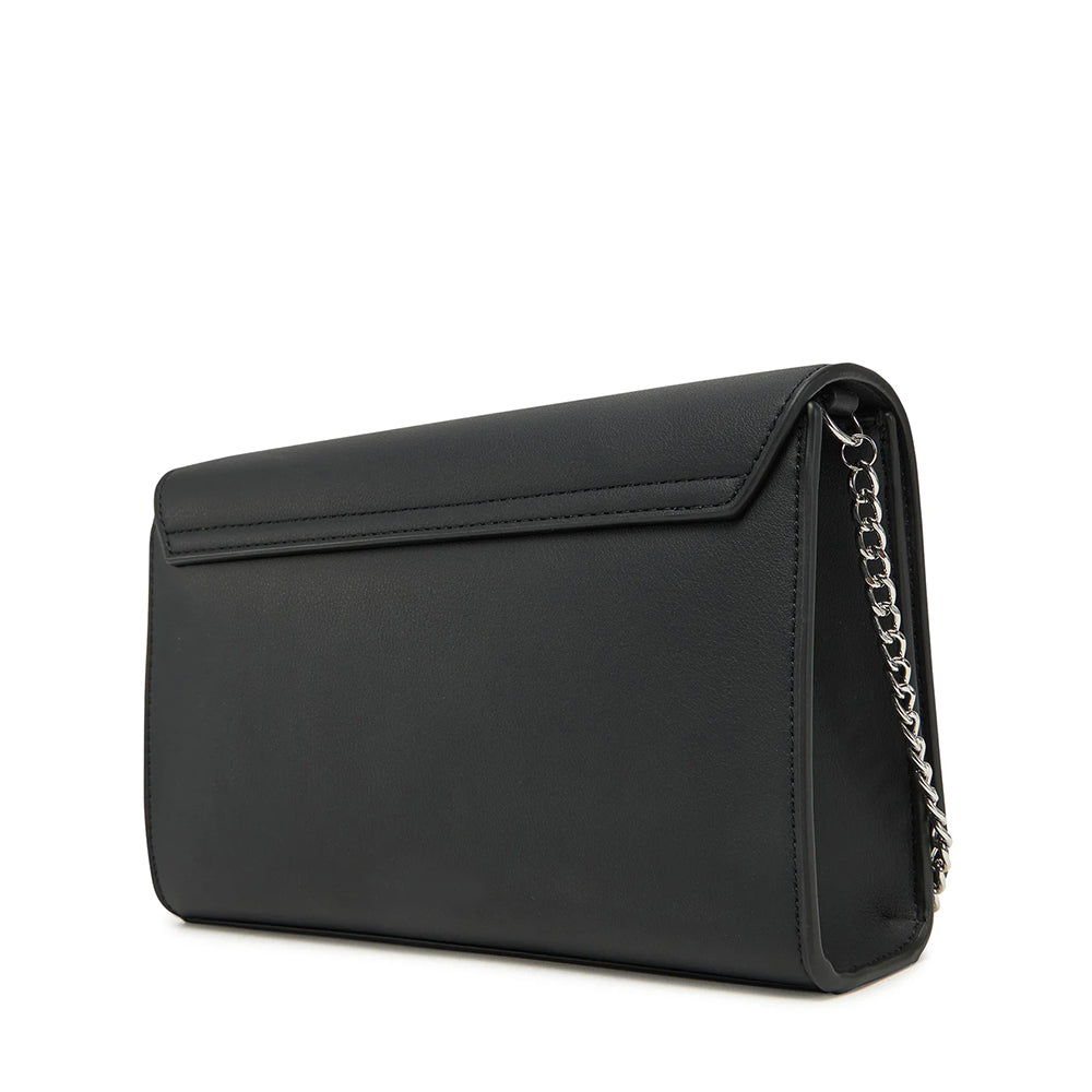 Clutch Donna con Tracolla LOVE MOSCHINO linea Smart Daily Bag Lettering Logo Nero e Nikel