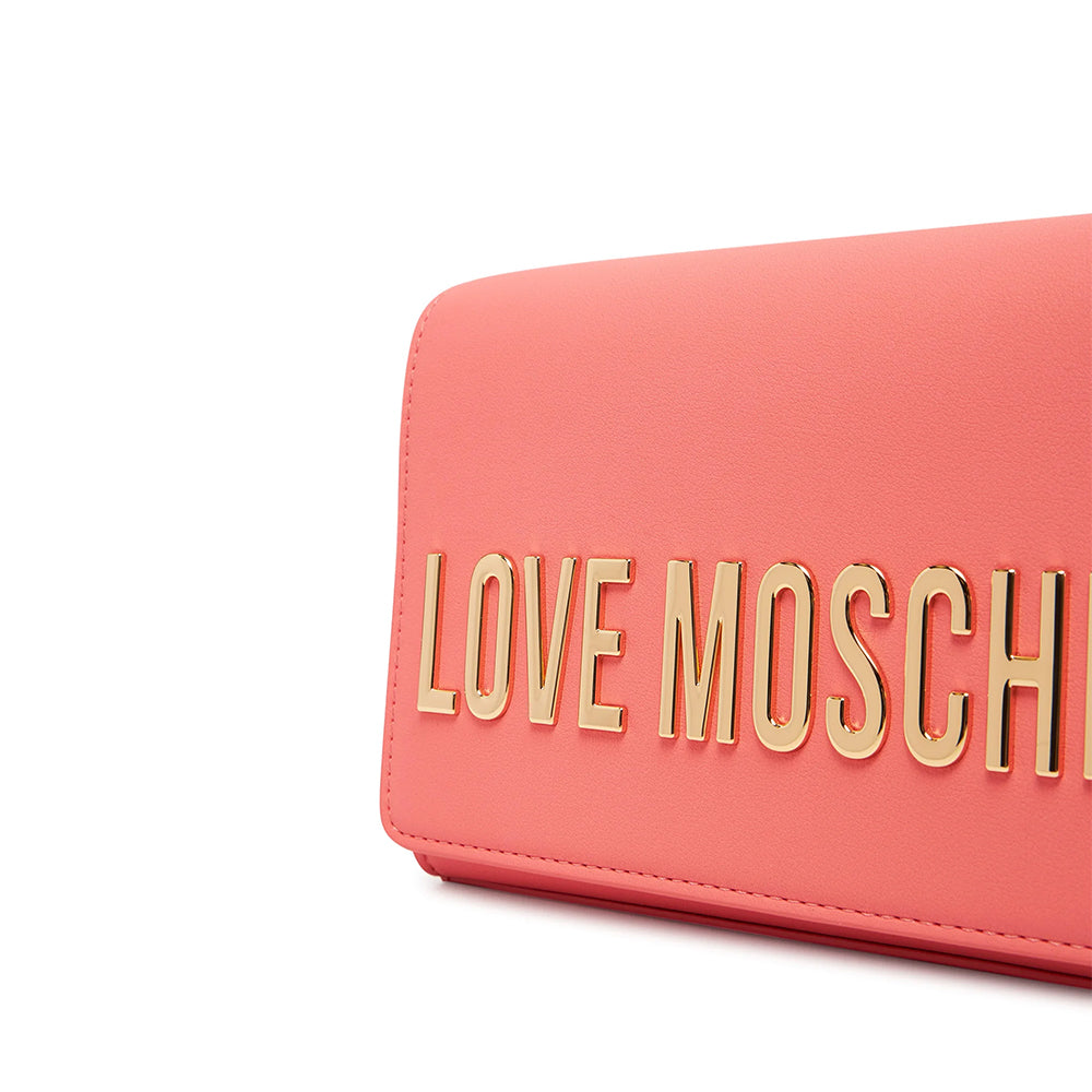 Clutch Donna con Tracolla LOVE MOSCHINO linea Smart Daily Bag Lettering Logo Corallo