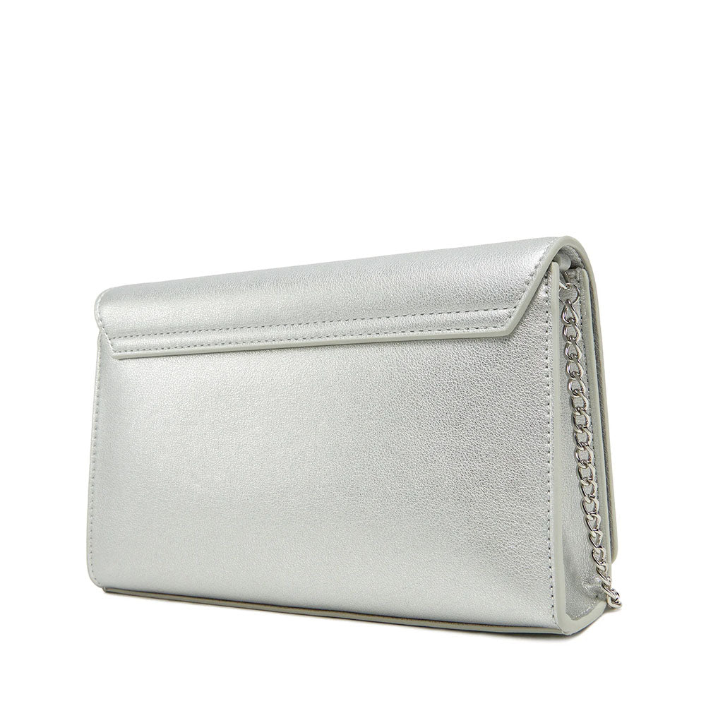 Clutch Donna LOVE MOSCHINO linea Smart Daily Bag Lettering Logo Metallic Silver