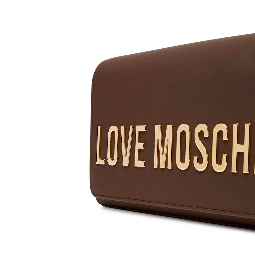 Clutch Donna con Tracolla LOVE MOSCHINO linea Smart Daily Bag Lettering Logo Marrone