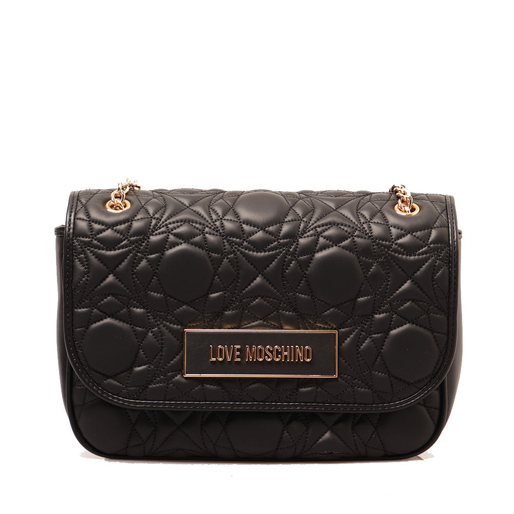 LOVE MOSCHINO
Damen Schulter und Crossbody-Tasche aus schwarzem gestepptem Nappaleder