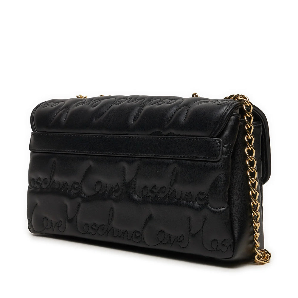 Borsa a Spalla e a Tracolla LOVE MOSCHINO Nera con Logo Ricamato All Over