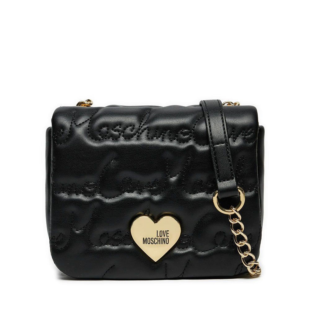 LOVE MOSCHINO
Schwarze Umhängetasche mit vollflächig aufgesticktem Logo