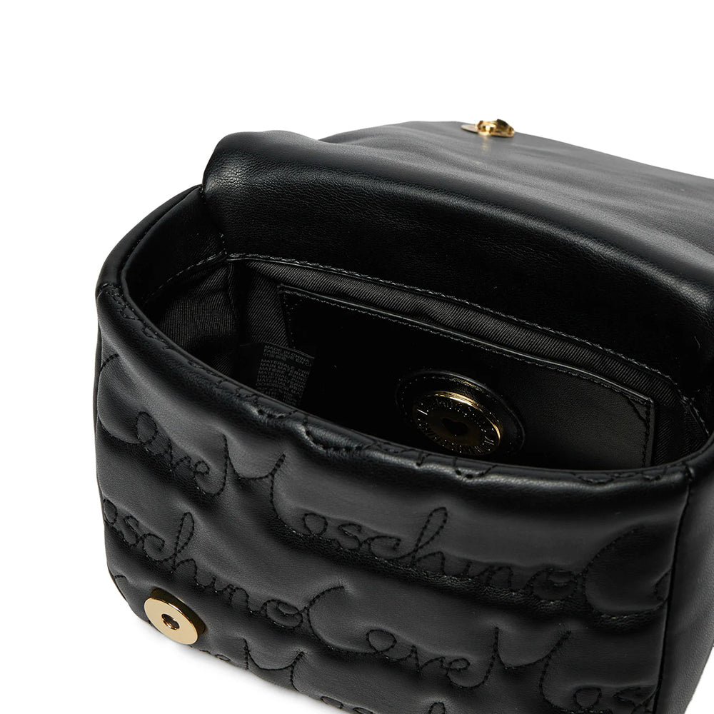 LOVE MOSCHINO
Schwarze Umhängetasche mit vollflächig aufgesticktem Logo
