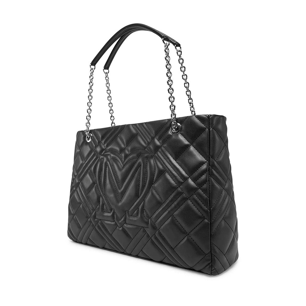 Shopping Bag Trapuntata LOVE MOSCHINO linea Quilted colore Nero e Nikel