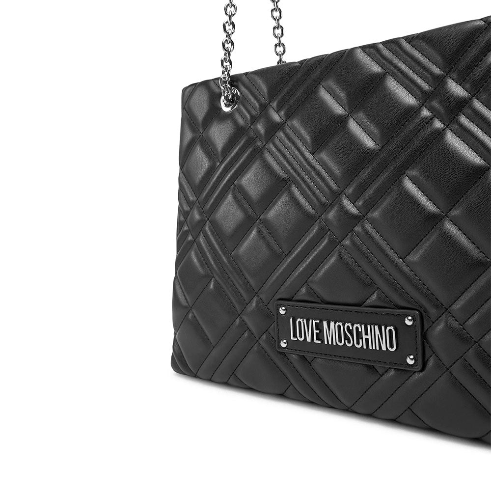 Shopping Bag Trapuntata LOVE MOSCHINO linea Quilted colore Nero e Nikel