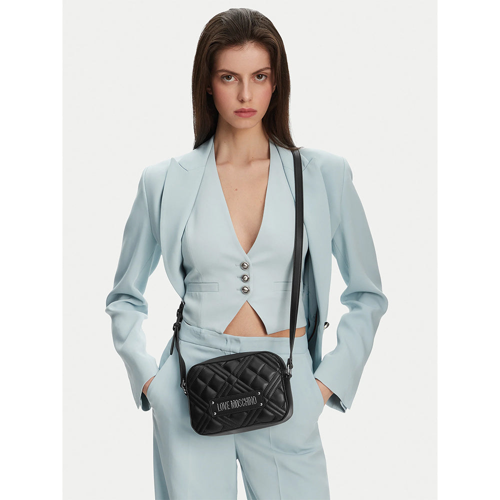 Camera Case Trapuntata LOVE MOSCHINO linea Quilted colore Nero e Nikel