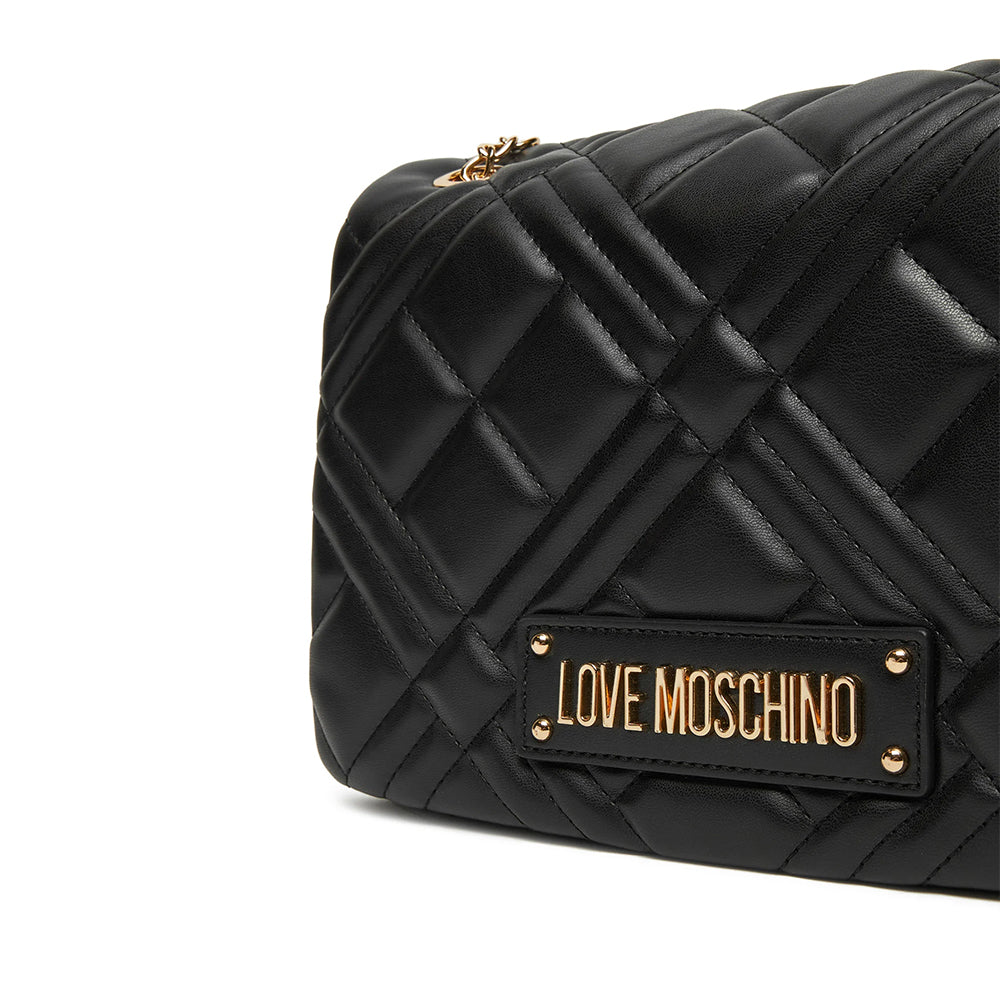 LOVE MOSCHINO Quilted Linie 
Schwarze gesteppte Umhängetasche