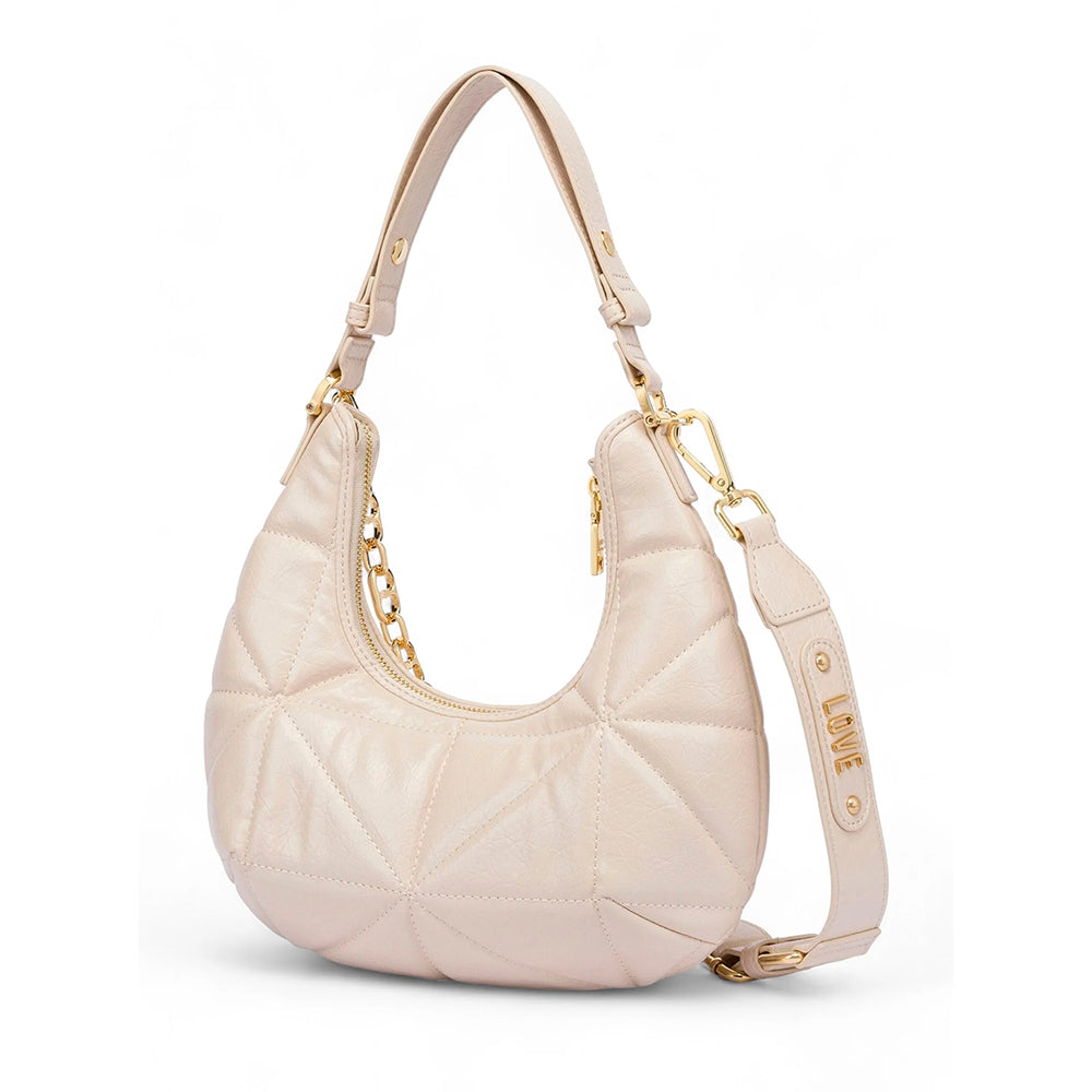 LOVE MOSCHINO Geometrische Quilted Linie
Hobo Bag in Elfenbein