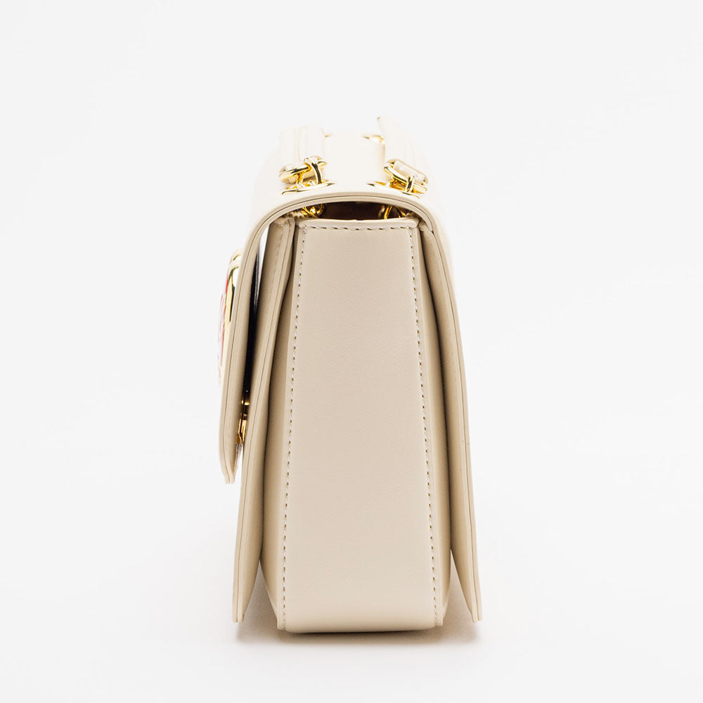 Borsa a Spalla e a Tracolla LOVE MOSCHINO Avorio con Cuore Rosso con Logo