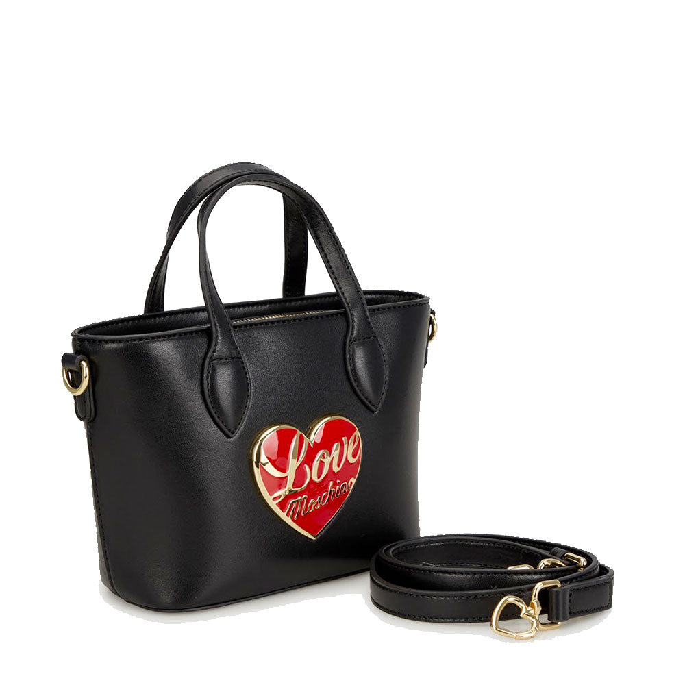 Borsa Donna a Mano LOVE MOSCHINO Nera con Cuore Rosso con Logo