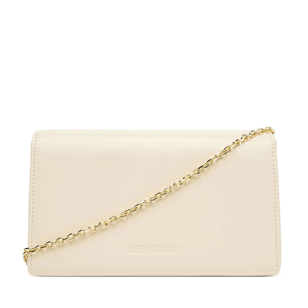 Clutch Donna con Tracolla LOVE MOSCHINO linea Smart Daily Bag Avorio con Cuore Logato