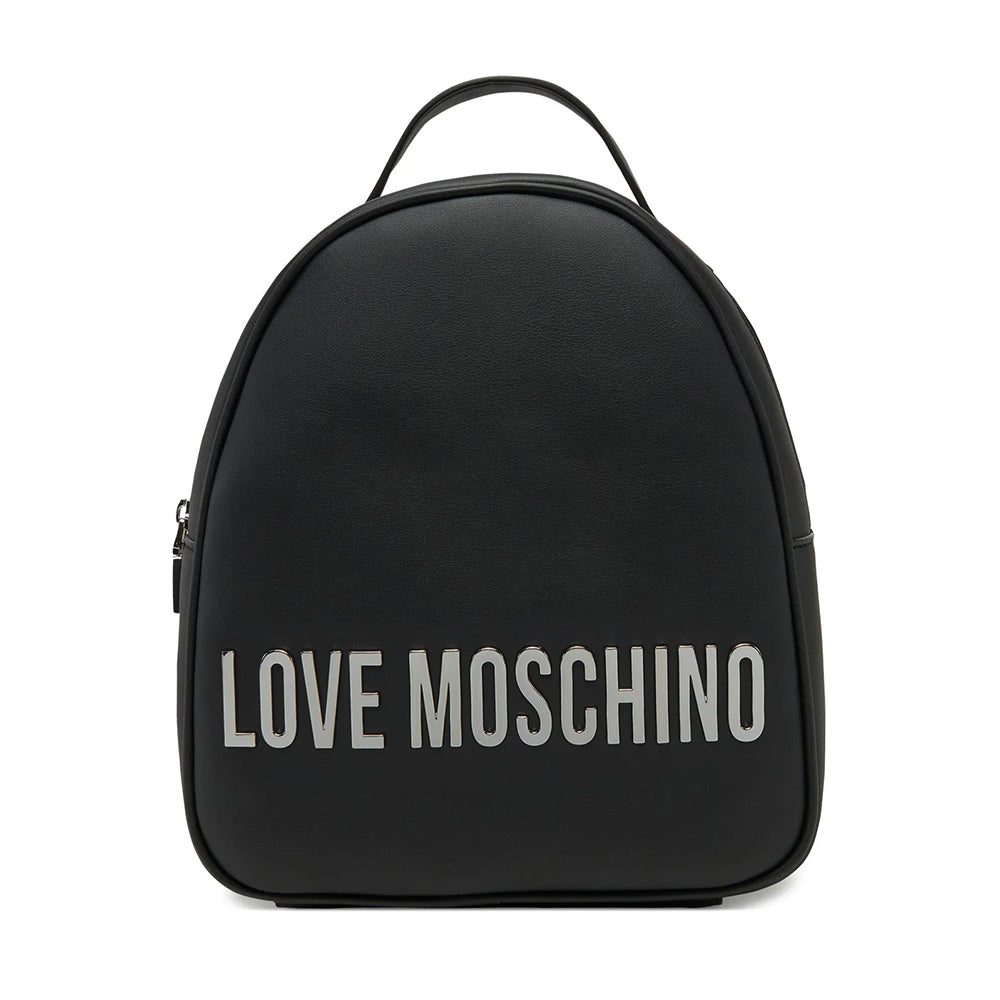 Zaino Donna Small LOVE MOSCHINO linea Maxi Lettering Nero e Nikel