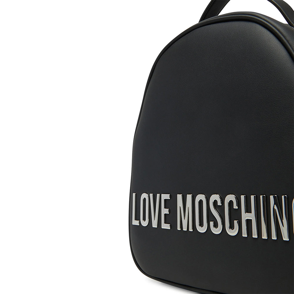 Zaino Donna Small LOVE MOSCHINO linea Maxi Lettering Nero e Nikel