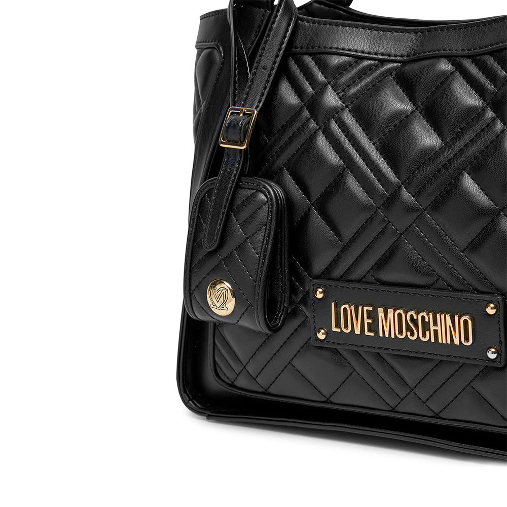 Shopping Bag Trapuntata LOVE MOSCHINO Nera con Charm