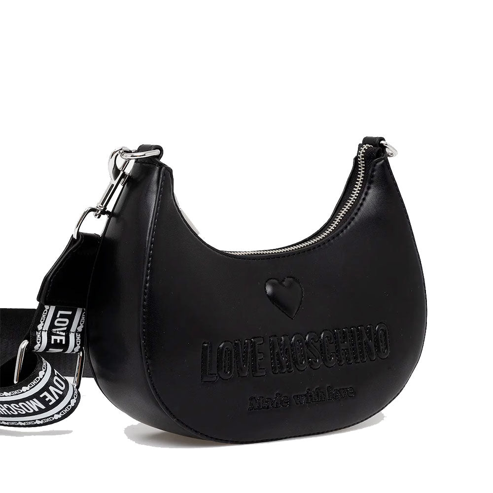 Borsa Donna a Tracolla LOVE MOSCHINO linea Made with Love Nera e Nikel