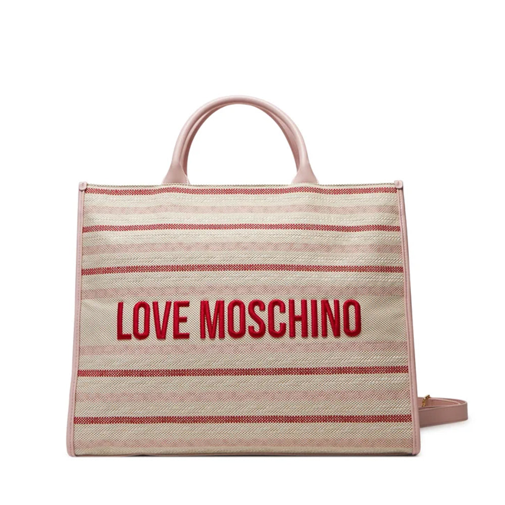 Borsa a Mano con Tracolla LOVE MOSCHINO in Canvas Rosa Cipria