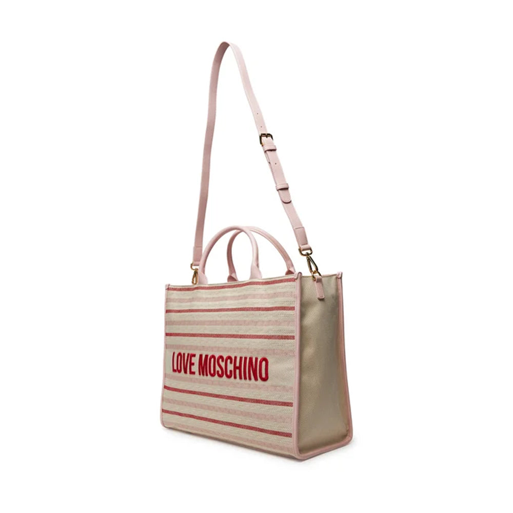 Borsa a Mano con Tracolla LOVE MOSCHINO in Canvas Rosa Cipria