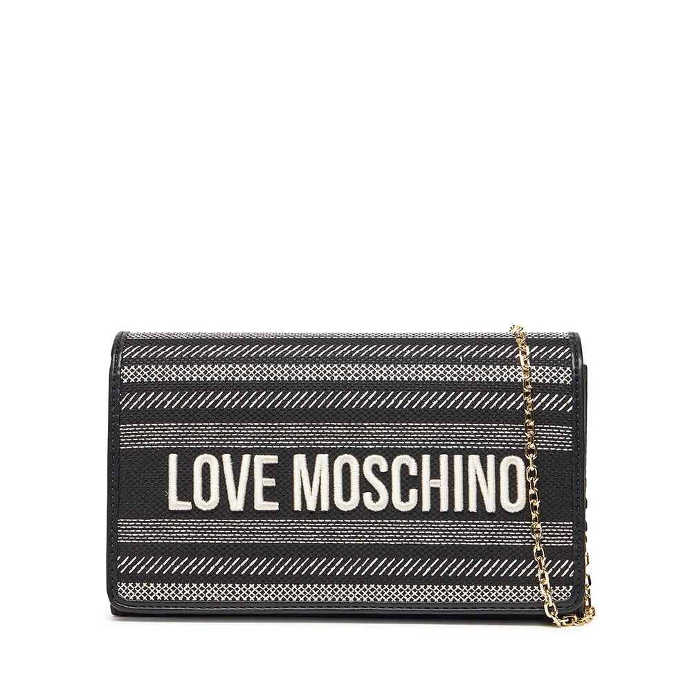 Clutch con Tracolla LOVE MOSCHINO in Canvas Nera