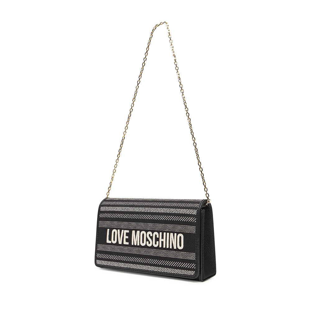 Clutch con Tracolla LOVE MOSCHINO in Canvas Nera