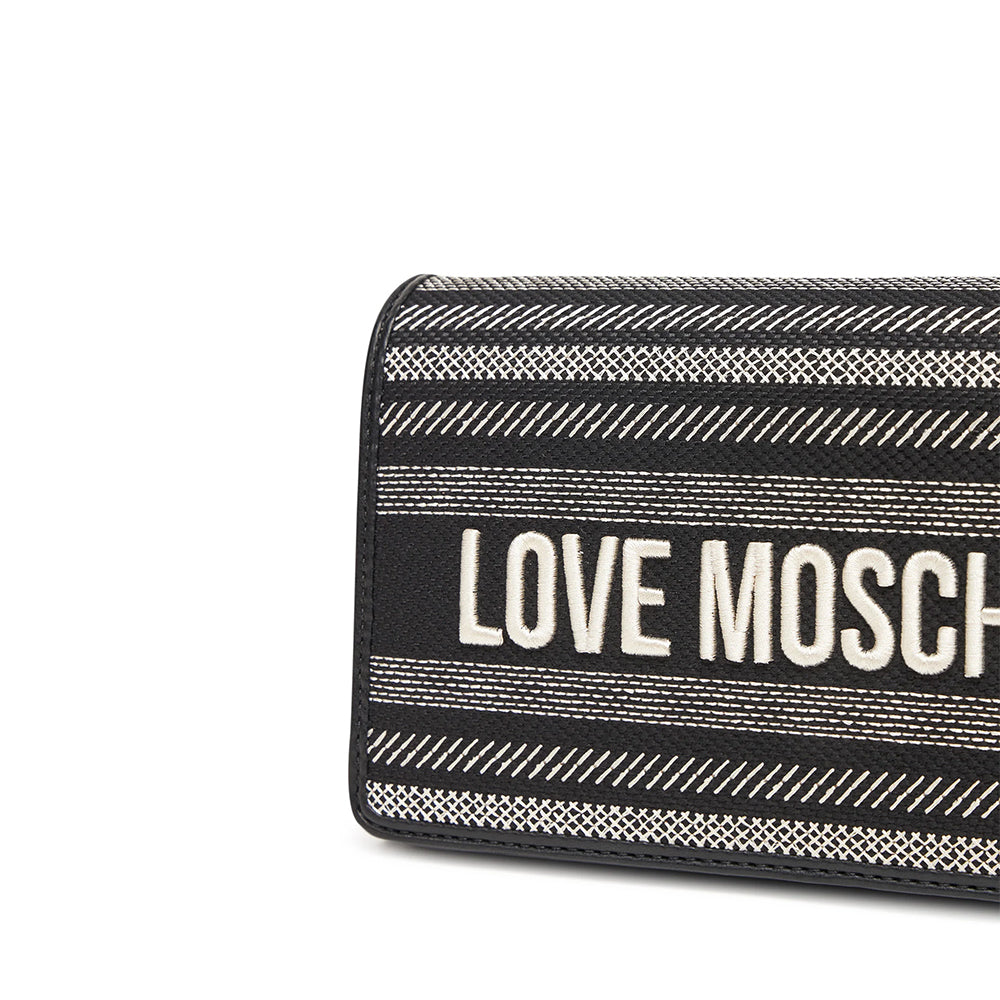 Clutch con Tracolla LOVE MOSCHINO in Canvas Nera